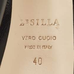 Pre Owned بوت فوق الركبة لي سيلا جلد أسود نعل سميك مقاس 37.5