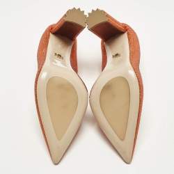 Pre Owned Le Silla Size 39 Orange Crystals and Suede Pointed Toe Pumps