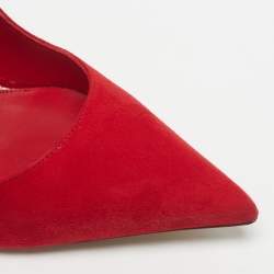 مملوكة مسبقًا حذاء كعب عالي لي سيلا سويدي أحمر كعب سبيرال مقاس 38.5