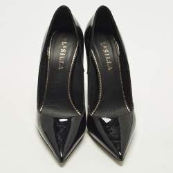 Pre Owned Le Silla Eva Size 37.5 Black Patent Leather Pointed Toe Pumps