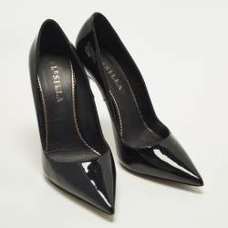 Pre Owned Le Silla Eva Size 37.5 Black Patent Leather Pointed Toe Pumps