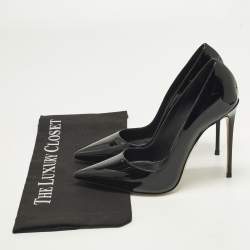 Pre Owned Le Silla Eva Size 37.5 Black Patent Leather Pointed Toe Pumps