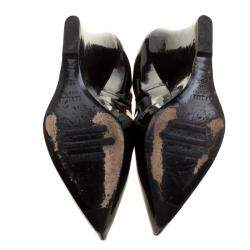Pre Owned Le Silla Black Patent Leather Wedge Pointed Toe Pumps Size 39.5