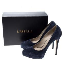 Pre Owned Le Silla Powder Blue Suede Platform Pumps Size 40