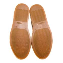 Pre Owned Le Silla Beige Crystal Embellished Leather High Top Sneakers Size 37