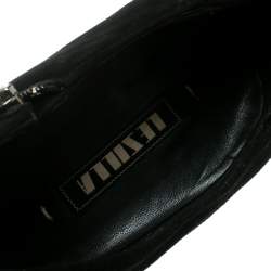 Pre Owned Le Silla Black Suede/Patent Lather Cap Toe Ankle Boots Size 37.5