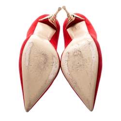 Pre Owned Le Silla Red Suede Pointed Toe Spiral Heel Pumps Size 38