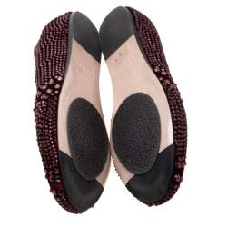 Pre Owned Le Silla Burgundy Velvet Crystal Embellished Dixie Slip On Loafers Size 39
