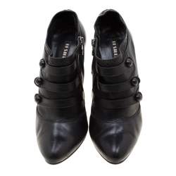 Pre Owned Le Silla Black Leather Booties Size 39