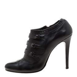 Pre Owned Le Silla Black Leather Booties Size 39