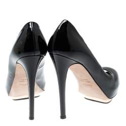 Le Silla Black Patent Leather Peep Toe Platform Pumps Size 38