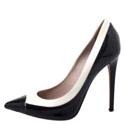 Le Silla Black/White Patent Leather Pointed Toe Pumps Size 38