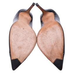 Le Silla Black/White Patent Leather Pointed Toe Pumps Size 38