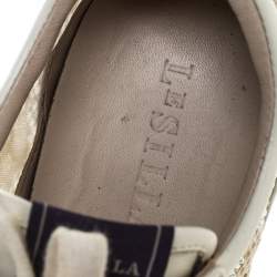 Pre Owned Le Silla Ivory Lace and Leather Trainer Sneakers Size 36.5