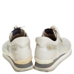 Pre Owned Le Silla Ivory Lace and Leather Trainer Sneakers Size 36.5