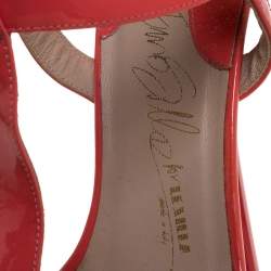 Le Silla Coral Patent Leather T-Bar Ankle Strap Platform Sandals Size 37
