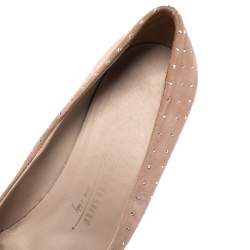 Le Silla Beige Crystal Embellished Suede Platform Pumps Size 36