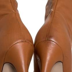 Pre Owned Le Silla Caramel Brown Leather Over The Knee Boots Size 40