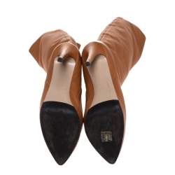 Pre Owned Le Silla Caramel Brown Leather Over The Knee Boots Size 40