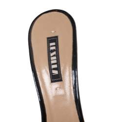 Pre Owned Le Silla Black Patent Leather Tassel Open Toe Slide Sandals Size 37.5