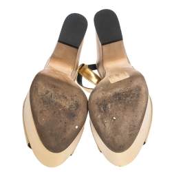 Le Silla Gold Lame Fabric Open Toe Ankle Strap Platform Block Heel Wedge Sandals Size 36