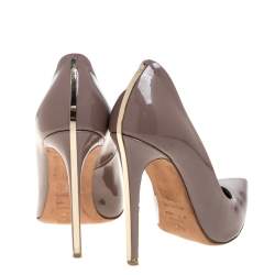 Pre Owned Le Silla Dark Grey Patent Leather Eva Pointed Toe Pumps Size 37.5