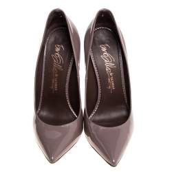 Pre Owned Le Silla Dark Grey Patent Leather Eva Pointed Toe Pumps Size 37.5