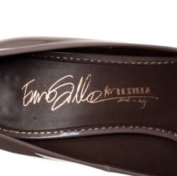 Pre Owned Le Silla Dark Grey Patent Leather Eva Pointed Toe Pumps Size 37.5