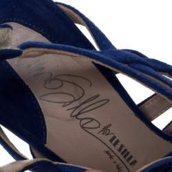 Pre Owned Le Silla Blue Suede Strappy Platform Sandals Size 39