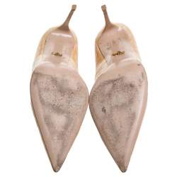 Pre Owned Le Silla Beige Croc Embossed Leather Eva Pointed Toe Pumps Size 38