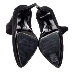 Pre Owned Le Silla Black Suede Lace Detail Heel Ankle Boots Size 40