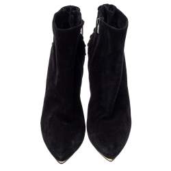 Pre Owned Le Silla Black Suede Lace Detail Heel Ankle Boots Size 40