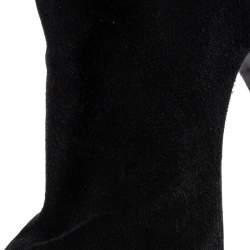 Pre Owned Le Silla Black Suede Lace Detail Heel Ankle Boots Size 40