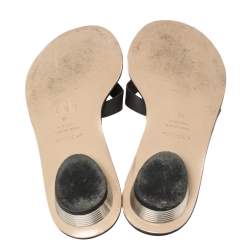 Le Silla Black Leather Studded Flat Slide Sandals Size 40