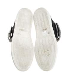 Pre Owned Le Silla Black Calf Hair and Leather Crystal Embellished High Top Sneakers Size 40