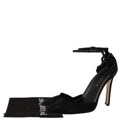 Pre Owned Le Silla Black Suede Ankle Strap Sandals Size 37