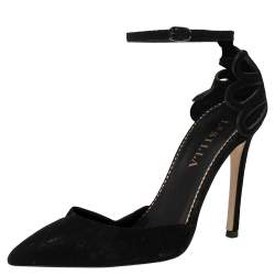 Pre Owned Le Silla Black Suede Ankle Strap Sandals Size 37