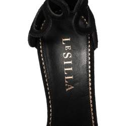 Pre Owned Le Silla Black Suede Ankle Strap Sandals Size 37