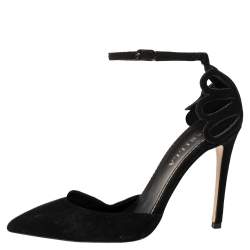 Pre Owned Le Silla Black Suede Ankle Strap Sandals Size 37