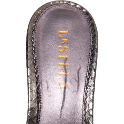  Le Silla Metallic Gold Python Effect Leather Crystal Embellished Wedge Platforms Size 39