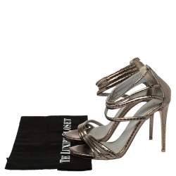 Le Silla Metallic Python Embossed Leather  Ankle Strap Sandals Size 38
