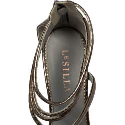 Le Silla Metallic Python Embossed Leather  Ankle Strap Sandals Size 38