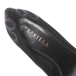 Pre Owned Le Silla Black Suede Embellished Pointed Toe Pumps Size 40.5