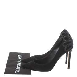 Pre Owned Le Silla Black Suede Embellished Pointed Toe Pumps Size 40.5
