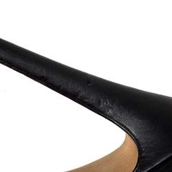 Pre Owned Le Silla Black Leather Spike Peep Toe Platform Pumps Size 36