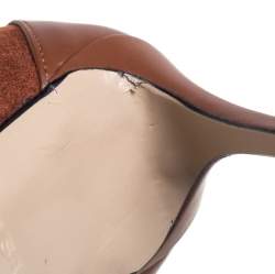 Pre Owned Le Silla Brown Suede Strap Embellished Ankle Booties Size 37.5