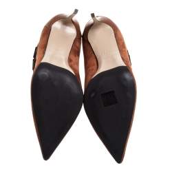 Pre Owned Le Silla Brown Suede Strap Embellished Ankle Booties Size 37.5