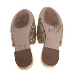 Le Silla Metallic Leather Crystal Embellished Flat Mules Size 37.5