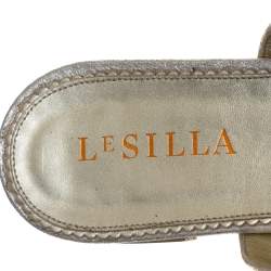 Le Silla Metallic Leather Crystal Embellished Flat Mules Size 37.5