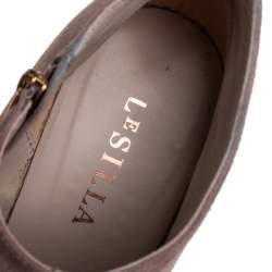 Pre Owned Le Silla Beige Suede Butterfly Wedge Booties Size 38